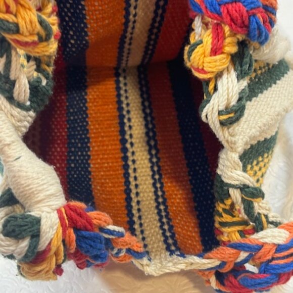 Southwestern Style Striped Woven Cotton Hobo Shoulder Bag Tote - Picture 7 of 9